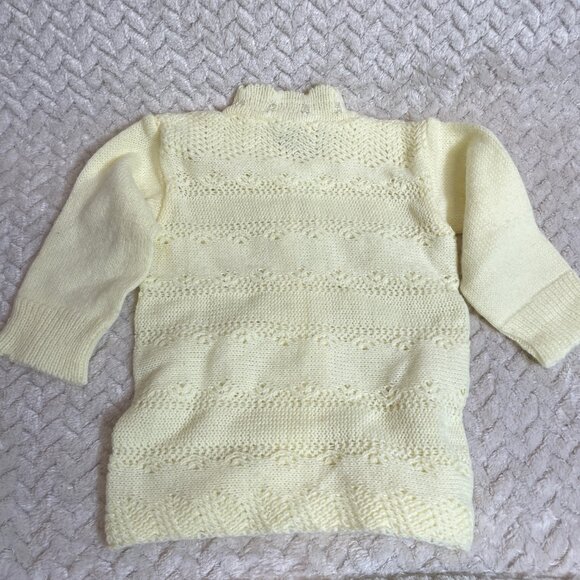 Vintage Heidi Baby Cardigan | Yellow Knit Sweater with Rose Embroidery | Infant - Picture 4 of 8